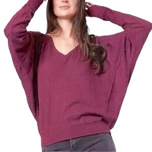 Free People Santa Clara Waffle Thermal Top Women Color Mulberry Size M